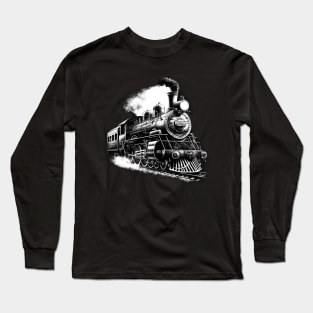 Vintage Steam Locomotive Train Railway Lovers Long Sleeve T-Shirt